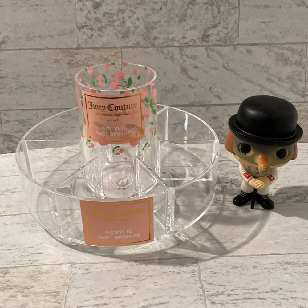 Juicy Couture Home Cherry Hearts Print Acrylic 360 Spinner Cosmetics Holder - Picture 9 of 10